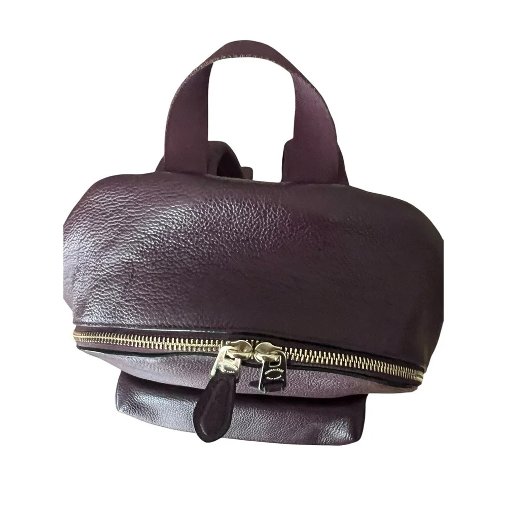 Coach Oxblood Burgundy Pebble Leather Nylon Backpack Travel Daypack 14